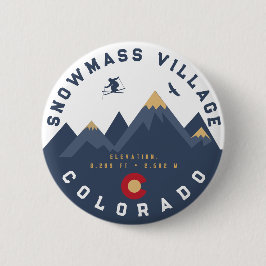 Bóton Redondo 5.08cm Snowmass Colorado Flag Retro Sunset Ski Souvenirs