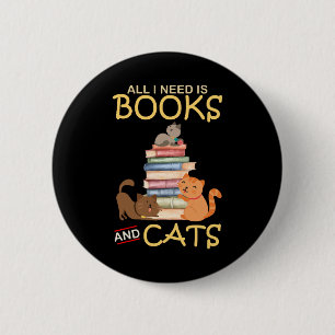 Bóton Redondo 5.08cm Só Preciso De Livros E Gatos