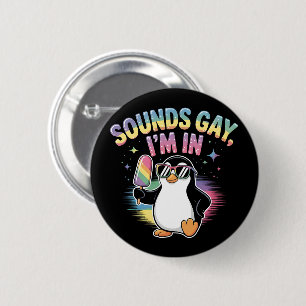 Bóton Redondo 5.08cm Soa Gay, estou no Design do Mês do Orgulho - Pingu