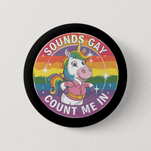 Bóton Redondo 5.08cm Soa Gay Me Inclua Arco-Íris Unicórnio LGBTQ