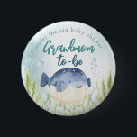 Bóton Redondo 5.08cm Sob O Botão Vovó Chá de fraldas Oceânico<br><div class="desc">Coloque este botão na sua avó para ser! Esta design apresenta uma adorável aquarela sob os animais marinhos,  incluindo uma água-viva,  tartaruga marinha,  baleia,  polvo,  baiacu,  cavalo-marinho e caranguejo! Veja a coleção inteira para mais itens correspondentes!</div>