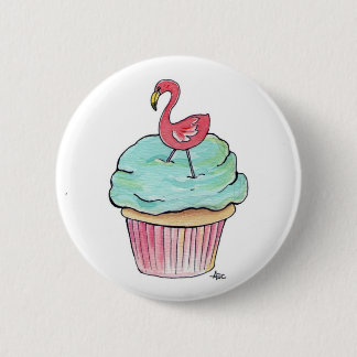 Bóton Redondo 5.08cm Sobremesa retro do cupcake cor-de-rosa do