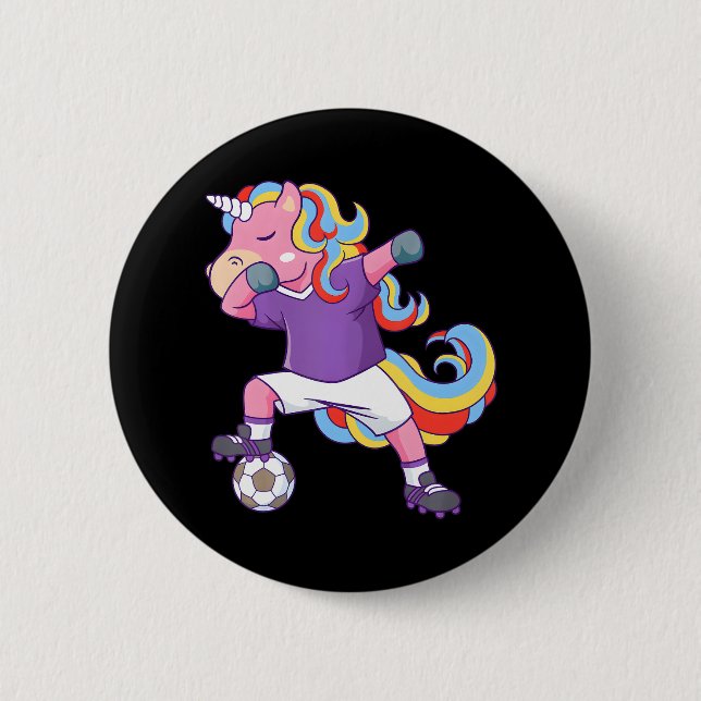 Bóton Redondo 5.08cm Soccer Unicorn Dabbing (Frente)