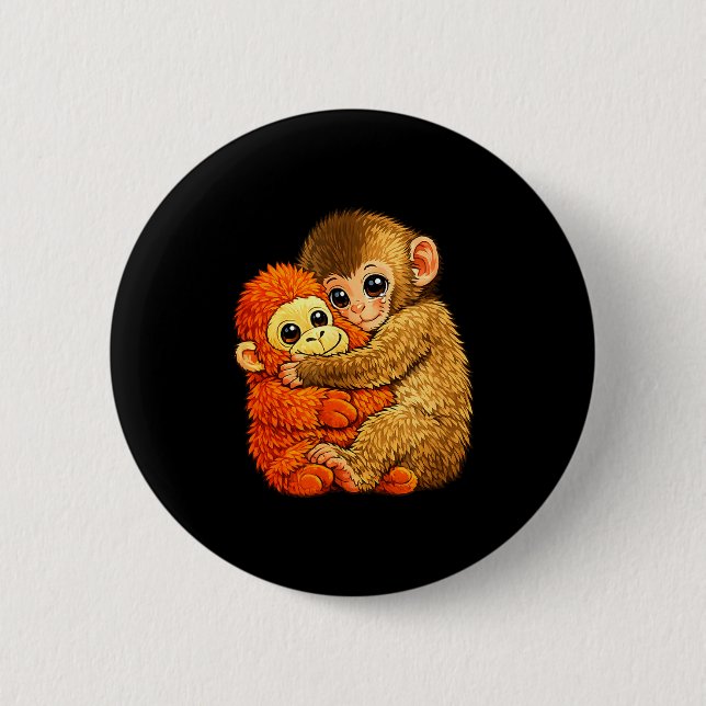 Bóton Redondo 5.08cm Soco de macaco bebê - meme engraçado de brinquedo  (Frente)