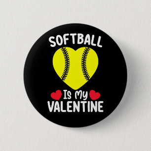 Bóton Redondo 5.08cm Softbol É Meus Esportes Do Dia De São Valentim