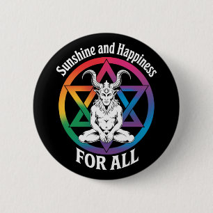 Bóton Redondo 5.08cm Sol e Felicidade Para Todos Satan Orgulho LGBTQ