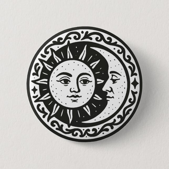 Bóton Redondo 5.08cm Sol E Lua (Frente)