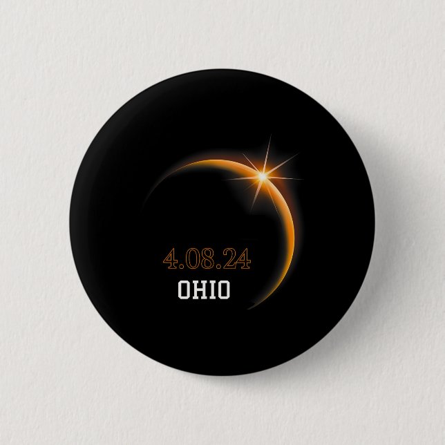 Bóton Redondo 5.08cm Solar Eclipse 2024 Ohio Totality Primavera 4.08.24 (Frente)