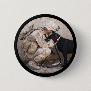Bóton Redondo 5.08cm Soldado Camuflado com Cão Militar