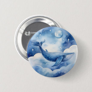Bóton Redondo 5.08cm Sonho de Baleia Azul com Aquarela