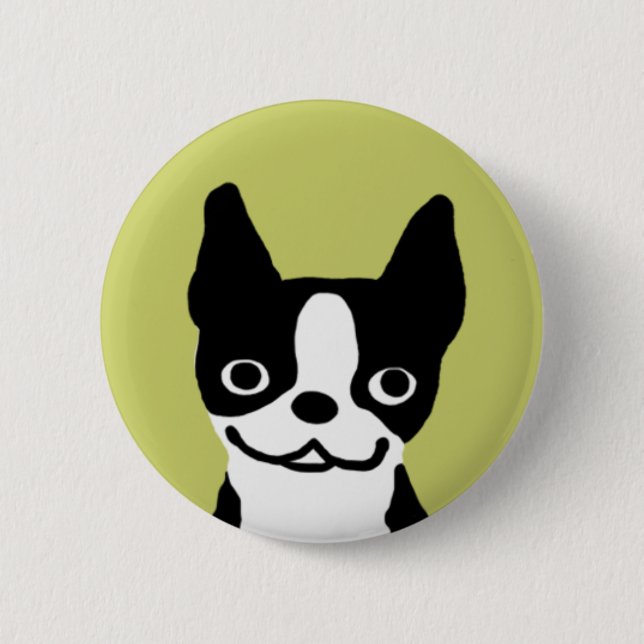 Bóton Redondo 5.08cm Sorriso de Boston Terrier (Frente)