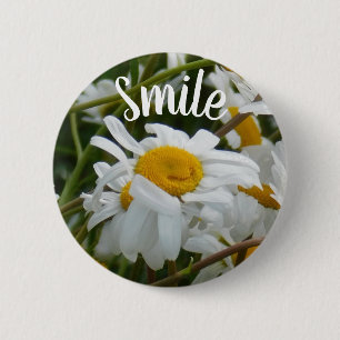 Bóton Redondo 5.08cm Sorriso - Flor Feliz - Feliz Rosto Sorrindo Margar