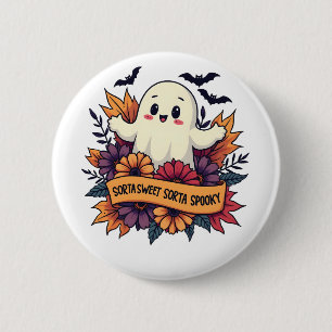 Bóton Redondo 5.08cm Sorta Sweet Sorta Spooky Halloween Ghost Fall Love