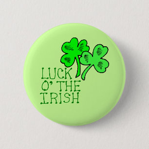 Bóton Redondo 5.08cm Sorte O' O Botão De Shamrock Irlandês