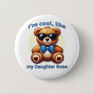 Bóton Redondo 5.08cm Sou Legal Teddy Bear com Arco Azul Personalizável