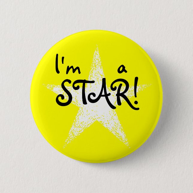 Bóton Redondo 5.08cm Sou uma estrela! | Amarelo (Frente)