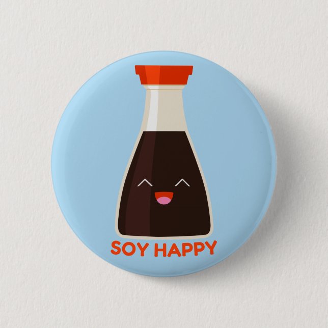 Bóton Redondo 5.08cm Soy Happy Cute Soy Sauce Foodie (Frente)