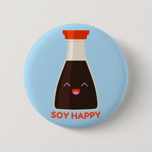 Bóton Redondo 5.08cm Soy Happy Cute Soy Sauce Foodie