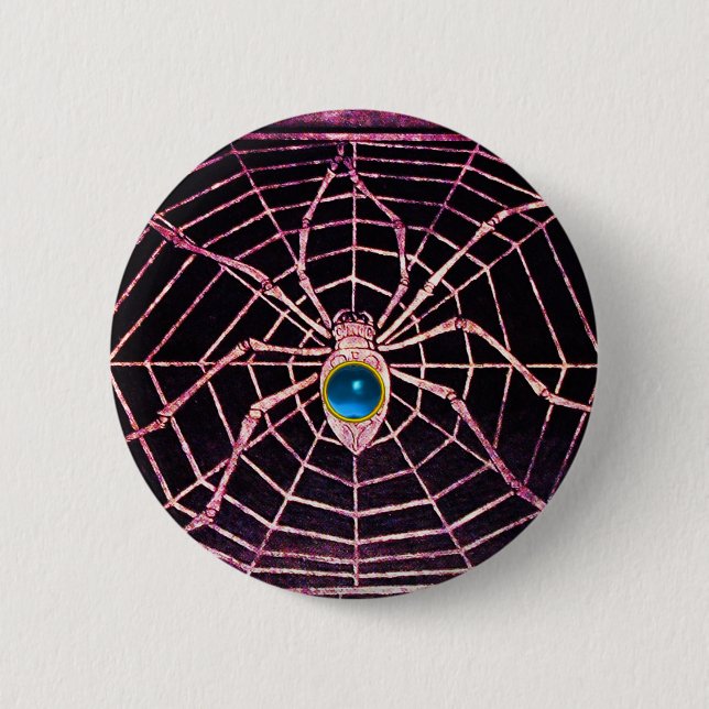 Bóton Redondo 5.08cm SPIDER E WEB Blue Sapphire Black (Frente)