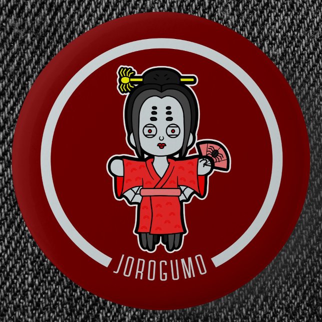 Bóton Redondo 5.08cm Spider Lady Jorogumo | Yokai Japonês (Spider Lady Jorogumo Yokai Can Badge- Detail View)