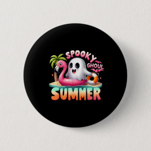 Bóton Redondo 5.08cm Spooky Ghoul Summer Funny Ghost Flamingo Summer Va
