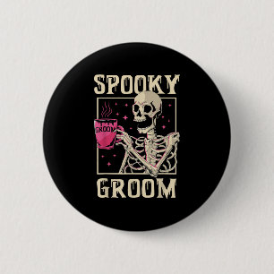 Bóton Redondo 5.08cm Spooky Groom Skeleton Halloween Solteiro P