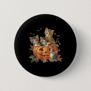Bóton Redondo 5.08cm Spooky Pumpkin Vintage 90s Cat Retro Halloween