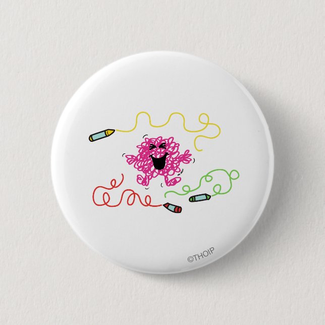 Bóton Redondo 5.08cm Sr. Messy Brincando Com Crayons (Frente)
