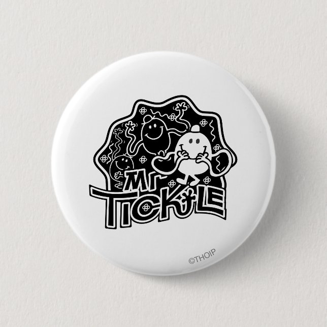 Bóton Redondo 5.08cm Sr. Tickle | Diversão em preto-e-branco (Frente)
