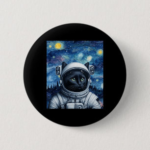 Bóton Redondo 5.08cm Starry Night Cosmic Cat Astronauta Art