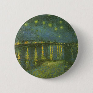 Bóton Redondo 5.08cm Starry Night Over the Rhone, por Vincent van Gogh