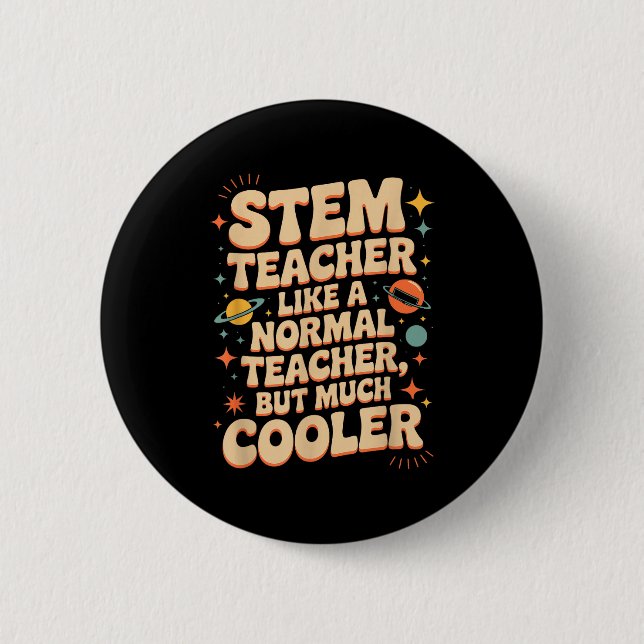 Bóton Redondo 5.08cm Stem Teacher Definition Funny Science Math Tech Te (Frente)