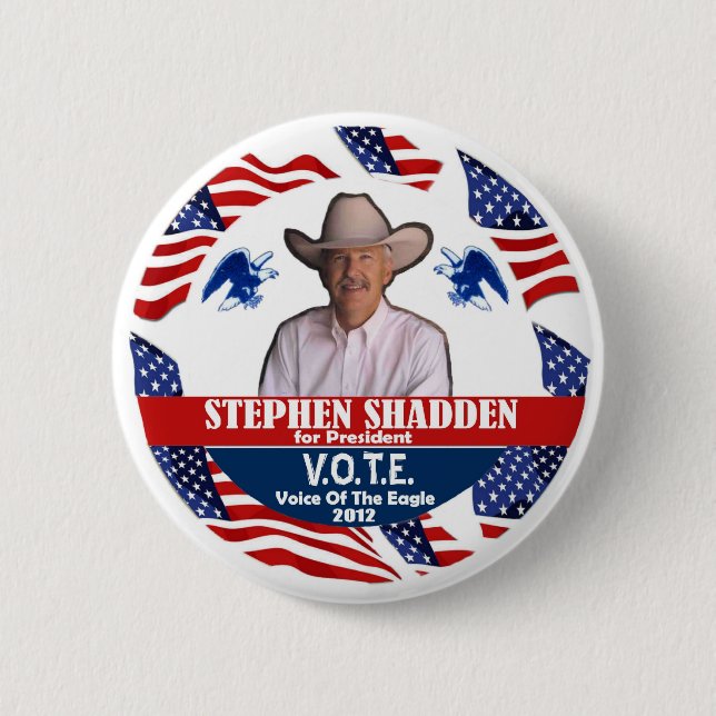 Bóton Redondo 5.08cm Stephen Shaddden para o presidente 2012 (Frente)