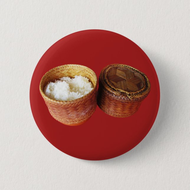 Bóton Redondo 5.08cm Sticky Rice [Khao Niao] Comida do Lao Tailandês (Frente)