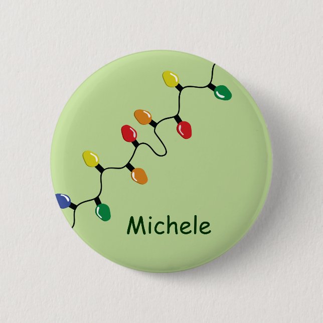 Bóton Redondo 5.08cm String de lâmpada natalícia com nome (Frente)