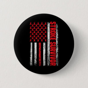 Bóton Redondo 5.08cm Stroke Survivent American Flag Red Ribbon Women Us