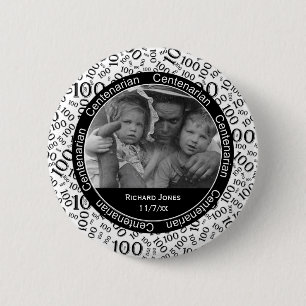 Bóton Redondo 5.08cm Sua foto - Centenarian do preto/o branco