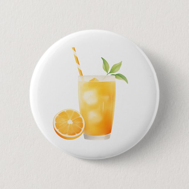 Bóton Redondo 5.08cm Suco de Laranja Aquarela (Frente)