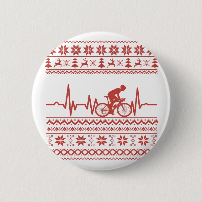 Bóton Redondo 5.08cm Suéter de natal feliz andando de bicicleta (Frente)