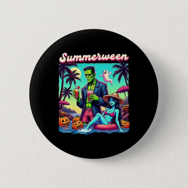 Bóton Redondo 5.08cm Summerbetween Summer Halloween Zombie Frankenstein (Frente)