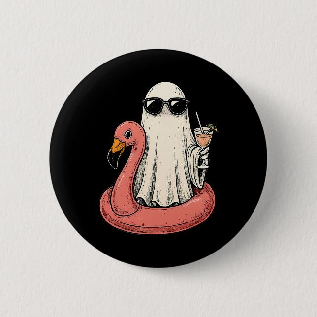 Bóton Redondo 5.08cm Summerentre Ghost com Flamingo Floatie Womens Hall (Frente)