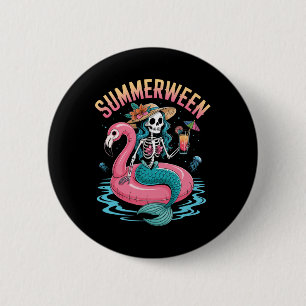 Bóton Redondo 5.08cm Summerentre Mermaid Skeleton Beach Flamingo Hallow