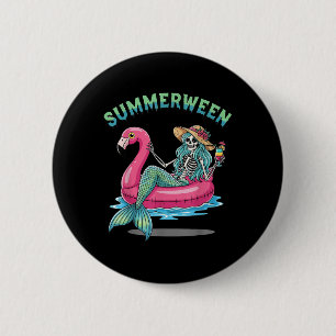 Bóton Redondo 5.08cm Summerentre Sereid Skeleton Flamingo Float Hallowe
