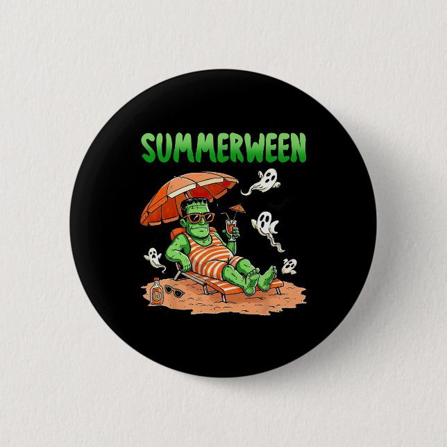 Bóton Redondo 5.08cm Summerwin Halloween Hello Summer Frankenstein Boo (Frente)