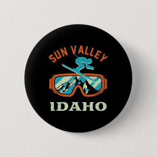 Bóton Redondo 5.08cm Sun Valley Idaho Vintage Retro Skiing E Snowboar
