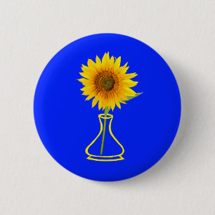 Bóton Redondo 5.08cm Sunflower Power Sunflower e Vase