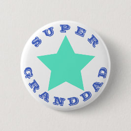 Bóton Redondo 5.08cm SUPER GRANDDDAD - Botão Grande Estrela Teal