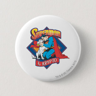 Bóton Redondo 5.08cm Super-homem com Krypto