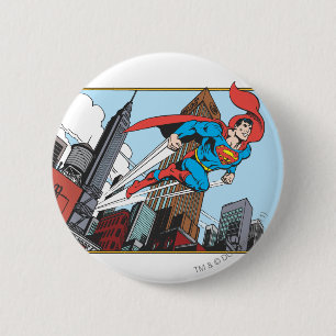 Bóton Redondo 5.08cm Super-homem e arranha-céus