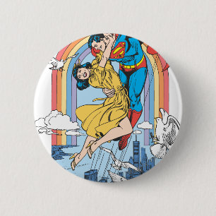 Bóton Redondo 5.08cm Super-homem e Lois em Amarelo